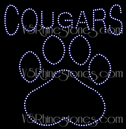 Cougars Paw Large Rhinestone Transfer